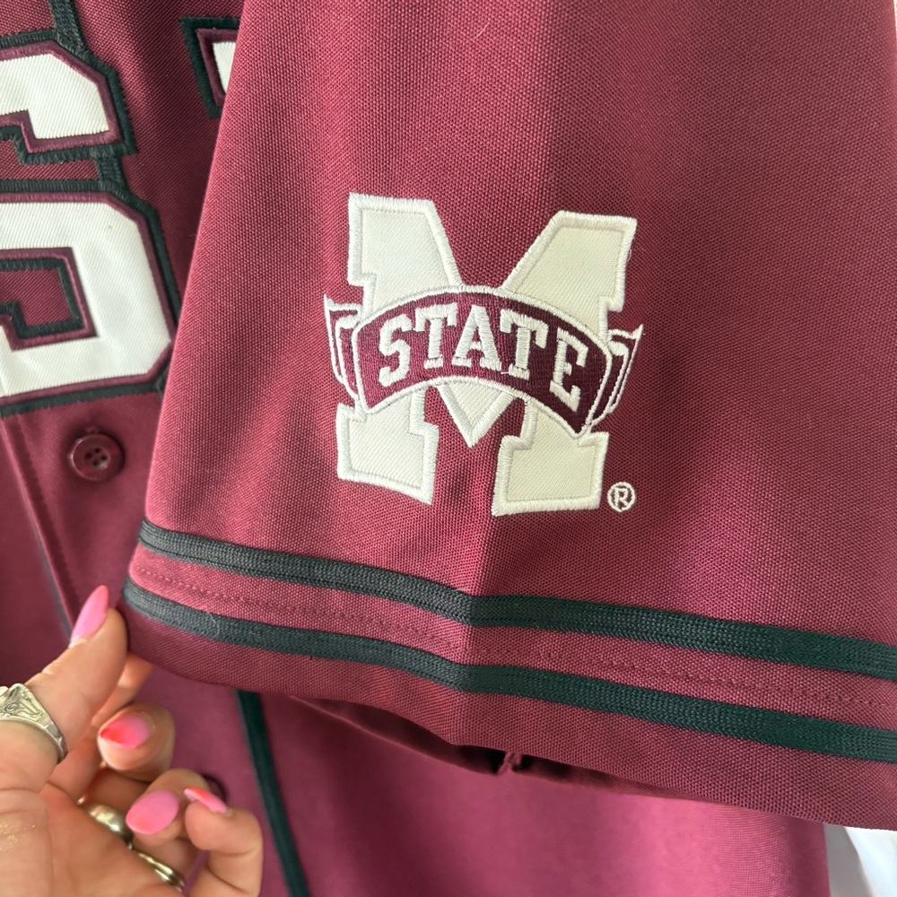 Colosseum Collegiate MSU Bulldogs Maroon Baseball Jersey 2XL Raglan Sleeves - Picture 4 of 12
